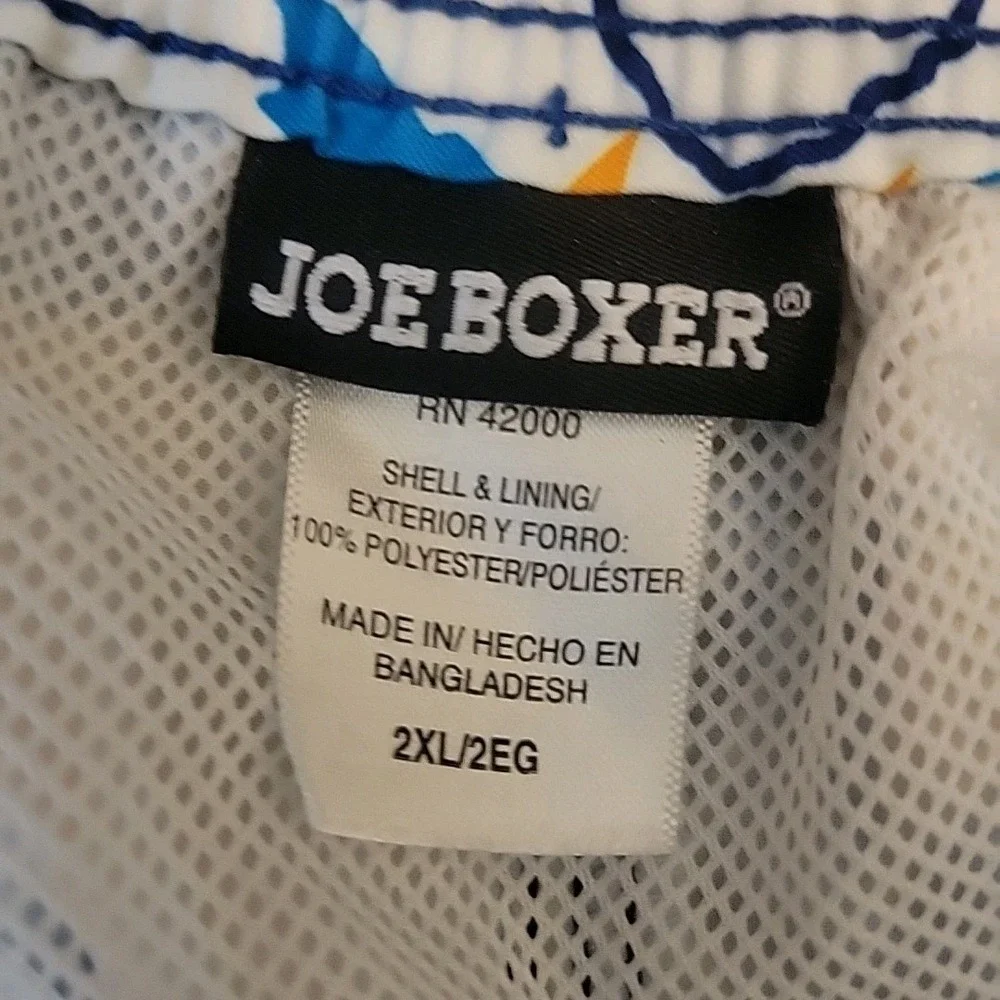 Joe Boxer Swim Shorts Mens 2XL Blue Hawaiian Floral Swim Board Shorts Beach Pool